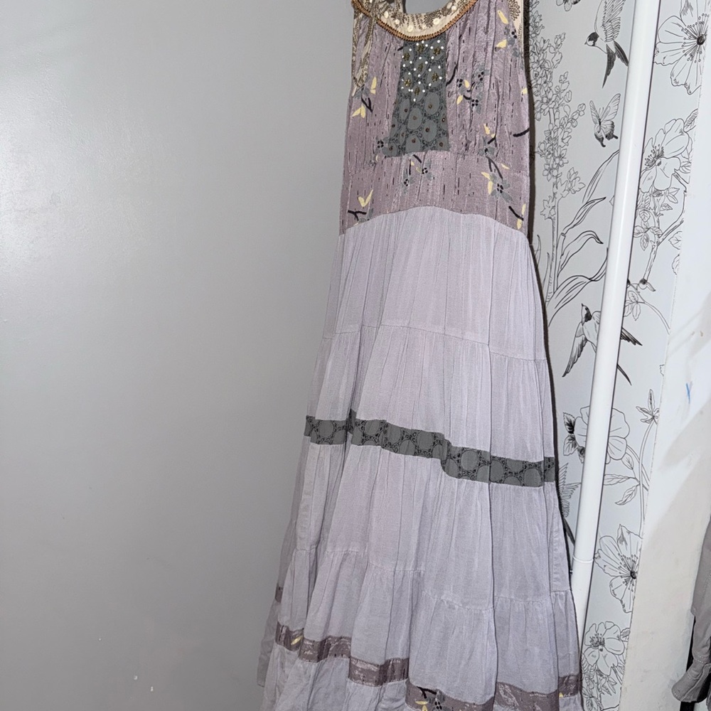 Free People Purple Embellished Tiered Sundress